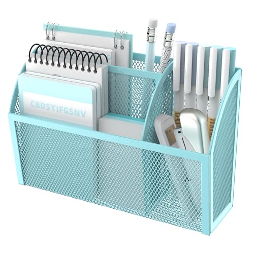 DALTACK Blue 3-Grid Magnetic Pencil Holder - Strong Magnet Locker Organizer