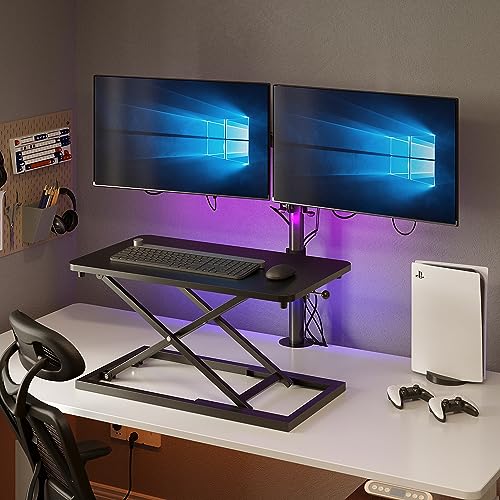 Decoholic Single 24 inch Scissors Lift Keyboard and Mouse Riser, Height Adjustable Standing Desk Converter for Ergonomic Sit Stand Workstations£¬suitable to hold large/small items (24inch, Black)
