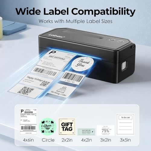 Labeer Bluetooth Thermal Shipping Label Printer Black Wireless 4x6