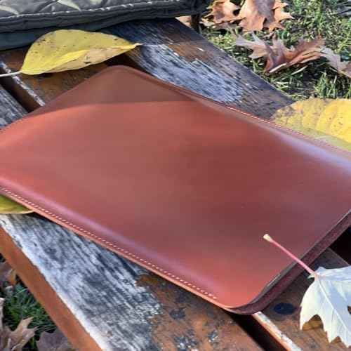 Genuine Leather Sleeve Leather Sleeve Case for All 14 Inch MacBook 14 Pro 2021-2023 M1 M2 M3 Pro/ M3 Max A2442 A2779 Laptop Case Soft Handmade for Mac 14 Carrying Bag (Vertical, Cognac)