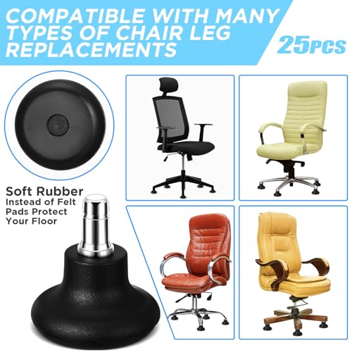 Thyle 50 Pcs Low Profile Bell Glides Replacement Chair Feet Wheel Stopper to Fixed Stationary Castors Office Chair Wheels Stool Swivel Casters