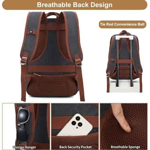 Canvas Travel Laptop Backpack for Men Women, business Work Rucksack College School Computer Bag Fits 15.6 Inch Laptop, Bookbag with USB Charging Port £¨Black£©