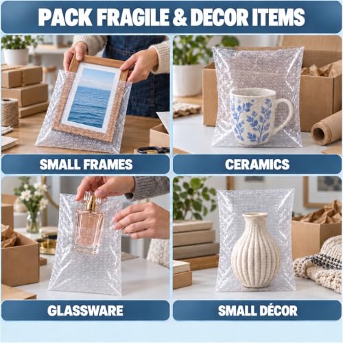 8x10 Inch Clear Bubble Pouches Wrap - 50PCS Double Wall Shockproof Packaging