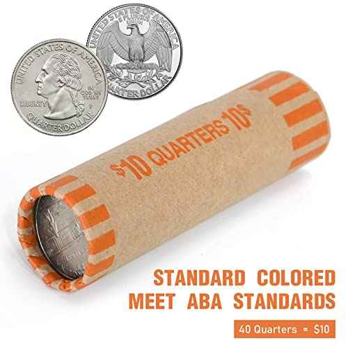 L LIKED 72 PCS Preformed Coin Wrappers Rolls-Quarters
