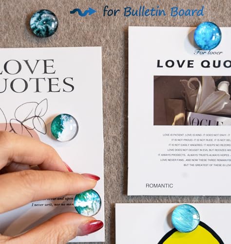 Ocean Decorative Push Pins (Ocean-24) Glass Thumb Tacks for Bulletin Boards