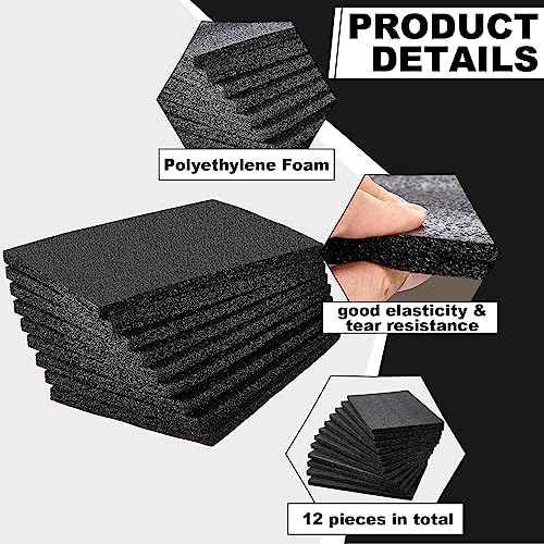 Frienda 24 Pcs 12" x 8" x 0.5" Polyethylene Foam Sheet 1/2 Inch Thick Firm Black Foam Padding PE Packing Pieces Inserts for Cases Craft Shipping Moving