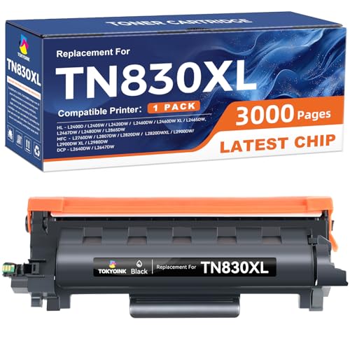 TOKYOINK TN830XL Toner TN830 Cartridges Replacement for Brother TN830 830XL Toner Compatible with DCP-L2640DW MFC-L2820DW HL-L2400D HL-L2460DW HL-L2405W HL-L2465DW HL-L2480DW Printer (1 Pack)