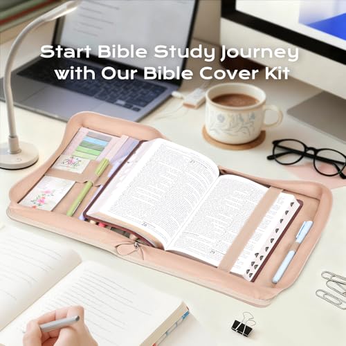 XKDOUS Women's Leather Bible Cover Large Khaki & Golden Cross