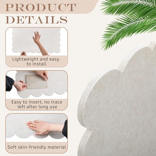 Scalloped Felt Bulletin Board 36 x 24 Inches Foldable Beige Pin Cork Board Alternative for Wall, 3' x 2' Trifold Picture Vision Self Adhesive Bulletin Decorative
