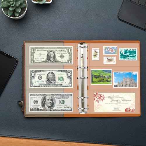 35-Page Money Binder Refill Sheets - 3-Pocket Dollar Bill Sleeves for Collectors | Non-PVC Currency Album Pages Holds US & Foreign Paper Money, Banknotes