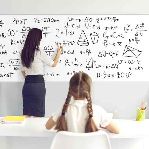 ZNCMRR 78.7"x17.7" Whiteboard Sticker for Wall White Board Contact Paper Dry Erase Wallpaper with 3 Markers Adhesive Poster Board Whiteboard for School Office Home Kids Drawing
