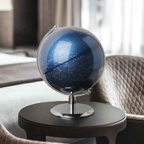 World Globe with Stainless steel Stand, 8inch Earth Modern Desktop Globe For Educational Home Office Desk Bookshelf Decor, Cool Tech Gift for Business Men Father Boys Adults & Kids