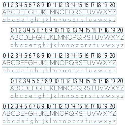 Reusable Letter and Number Strips for Desks, 12 Sets, 7.25-inch, Educational Writing Guide for K-1st Grade
