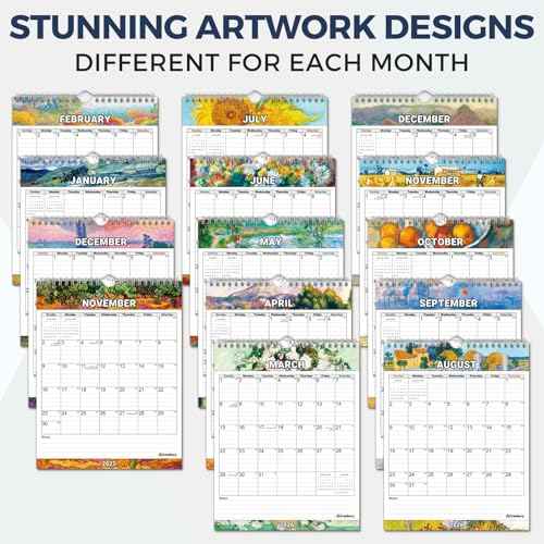CRANBURY Small Wall Calendar 2026, Use Nov 2025 to Dec 2026, Hang on Wall, or Lay Flat as 8.5 x 11 Desk Calendar, Monthly Artwork Designs, Includes Planner Stickers