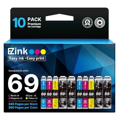 E-Z Ink Remanufactured Ink Cartridge Replacement for Epson 69 T069 to use with Stylus CX5000 CX6000 CX7000F CX8400 CX9400 NX215 NX305 NX400 NX415 NX510 NX515 Workforce 1100 30 310 615 (10 Pack)