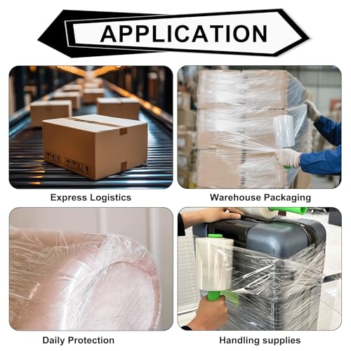 ROSEUP Heavy Duty Clear Stretch Wrap Film 5"x1000ft Roll with Handle - 4 Pack