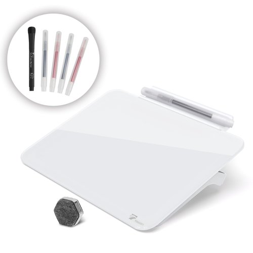 Desktop White Board Glass with Calculator＆ Small Desktop Dry-Erase Pad Glass whiteboard