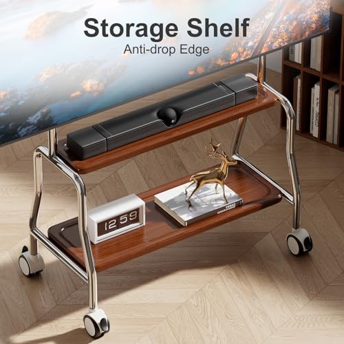 Sythdio Style 2 Stainless Steel Rolling TV Stand 32-75” TV Cart w/ Shelves