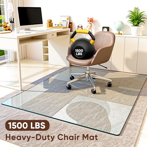 48" x 32" Carpet Chair Mats for Carpet & Hardwood - 1/6" Office Mat for Carpet, 1500lb Capacity, Scratch-Resistant, Floor Protector for Home & Office