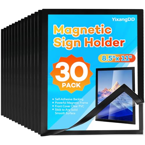 YixangDD 30 Pack Magnetic Sign Holders 8.5 x 11 Inches - Reusable Clear PVC Frame for Office & Business Signs