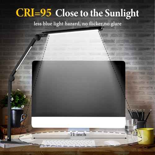 LED Desk Lamp for Home Office,Creative Touch Reading Light, with Memory Dual Light and Adjustable Swing Arm,15W 4 CCT Eye-Care Modes & 4 Brightness Levels Table Lamp with USB Charging Ports-Black