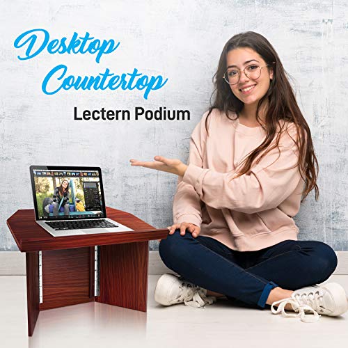 Pyle 27 x 16 Inch Foldable Desktop Lectern Podium Stand - Portable Tabletop Presentation Desk
