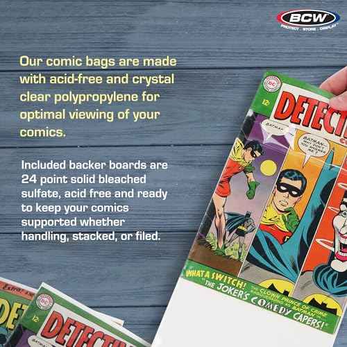 Premium Silver Age Comic Premade Resealable Bags with Backer Boards | 7 ¨û" x 10 ¨ö" | Pre-Loaded & Archival Comic Sleeves and Boards | Crystal Clear Storage for Collectors (100 Pack)
