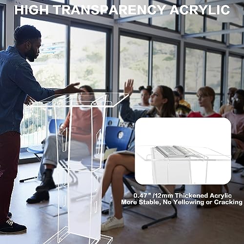 GOJLEX StyleD 43" Acrylic Podium with LED Lights – Clear Church/Conference Lectern, 15 Colors, Remote