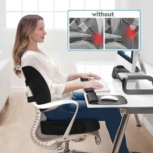 CloudBliss Seat Cushion,Office Chair Cushion,Car Seat Cushions,Lumbar Support Pillow for Office Chair,Back Support Memory Foam Pillow Coccyx Cushions for Tailbone Pain,Sciatica Back Pain Relief Black