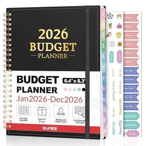 2026 Budget Planner - Monthly Budget Book from JAN 2026 - DEC 2026 with Expense Tracker Notebook, A5 Size (6.4" x 8.3") Bill Organizer & Finance Planner Account Book to Manage Your Finances, Black