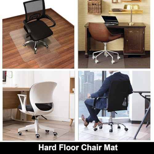 AiBOB 2 Pack Office Chair Mat for Hardwood Floor, 36 X 48 inches, Hard Floor Chair Mats Under Computer Desk, Easy Glide for Rolling Chairs, No Curling
