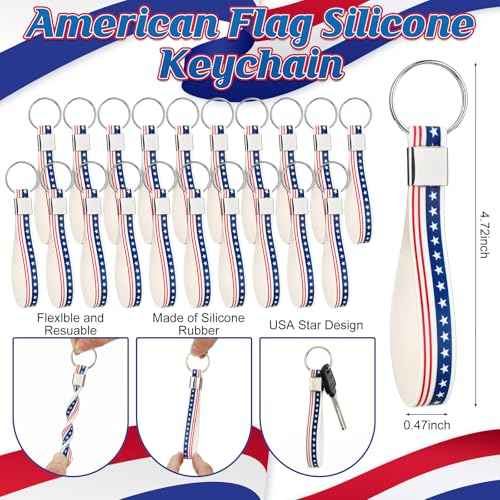 60 Pcs Veterans Day Gifts Bulk Patriotic Party Favor American Flag Ballpoint Pens USA Keychains Bookmarks for Memorial Day Souvenir Gifts