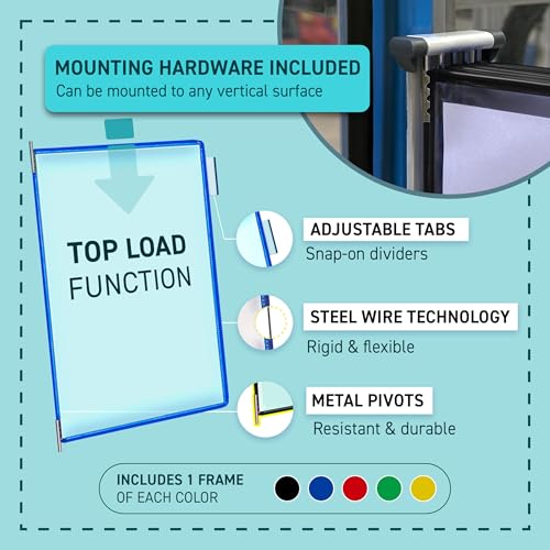 Tarifold Wall Mount Reference System with 5 Color-Coded Pockets - Expandable Office Organizer