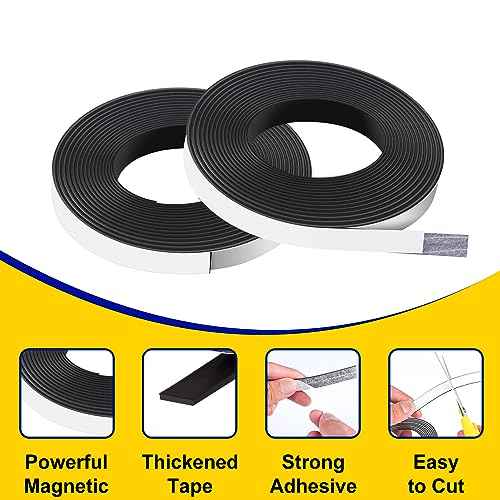 DIYMAG Magnetic Tape, 10 Feet x 1/2 Inch 1 Roll Strong Magnetic Strip with Self Adhesive Flexible Magnet Tape Rolls for Lightweight Craft, DIY Projects, Whiteboards and Fridge Organization