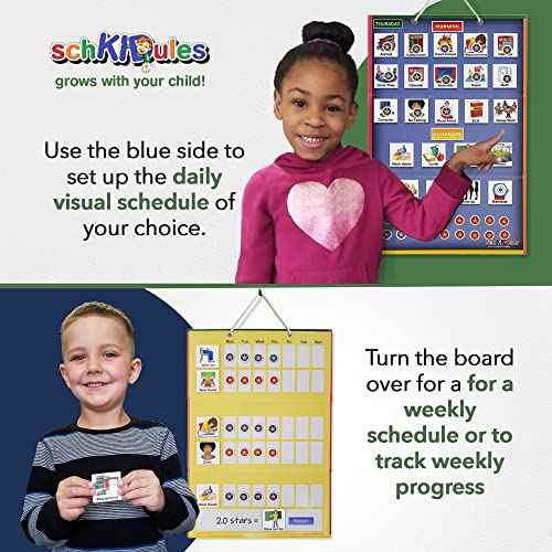SchKIDules Magnetic Visual Schedule & Progress Chart for School, w/123 Magnets & a 2-Sided 18¡± Folding Board for Daily Schedules, Positive Behavioral Supports, Special Ed, Preschool, ADHD & Autism