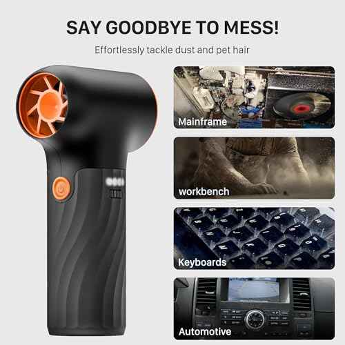 Electric Air Duster, 280000RPM Cordless Mini Blower, Rechargeable Brushless Motor Dust, 3-Gear Adjustable Dust Blower for Computer, Keyboard, Outdoor, House and Car (Black)