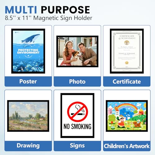 NUITPY 25 Pack Magnetic Sign Holders 8.5 x 11 Inches - Reusable Magnetic Display Frames
