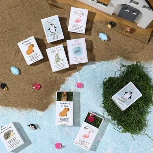 Employee Appreciation Gifts Bulk Coworkers Desk Pets Mini Thank You Gifts for Rad Tech Staff Nurse Practitioner Emotional Support Cute Resin Ornaments Card Box(25 Set,Capybara)