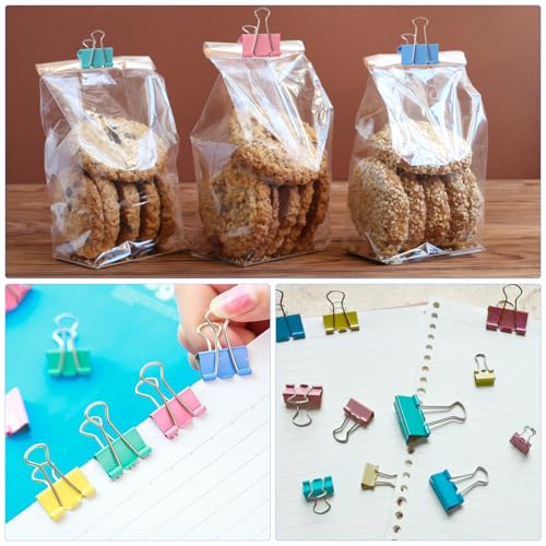 40-Piece Colorful Binder Clips Set in 4 Sizes – Strong Rust-Resistant Metal Clips