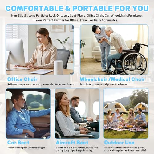 Vewxebo Sondor Travel Airplane Seat Cushion - Black, Inflatable Back Support