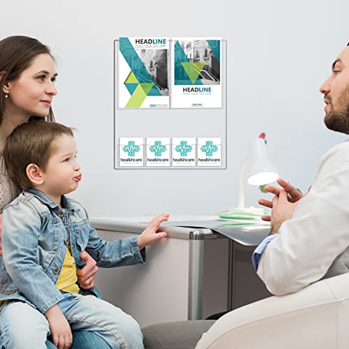 Eersida 6 Pocket Acrylic Brochure Holder Wall Mount, 21.65 x 17.72 Inches Plastic Magazine Holder Literature Multi Display Clear Pamphlet Display Flyer