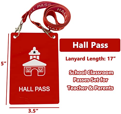 10 Pcs Hall Pass Lanyards with Large Card Passes for School Classroom, Unbreakable, 5 Inch Passes, Teacher Essential