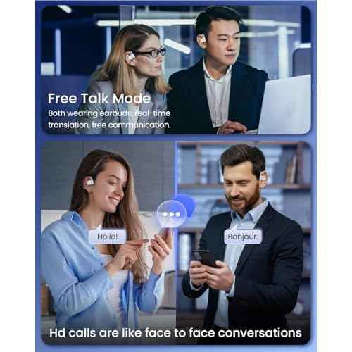 AI Translation Earbuds Real Time 164 Languages 80H Playtime Translator Ear Buds Audifonos Traductores Ingl?s Espa?ol Wireless Earphones Bluetooth Headphones for Travel Business Meeting Learning White