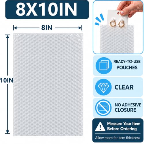 8x10 Inch Clear Bubble Pouches Wrap - 50PCS Double Wall Shockproof Packaging