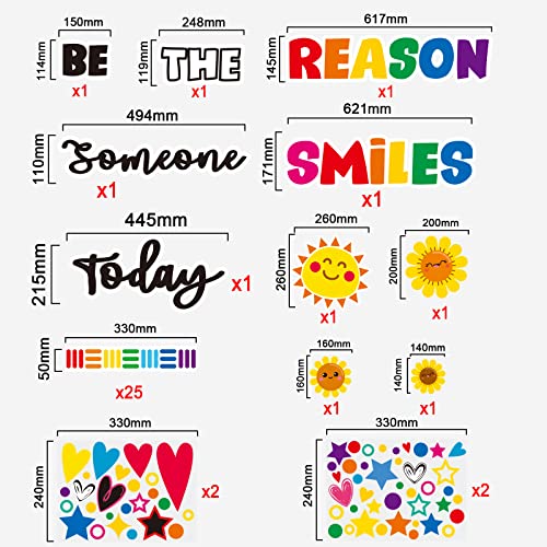 Classroom Bulletin Board Decoration Set with Welcome & Motivational Quotes - Be The Reason Someone Smile Today
