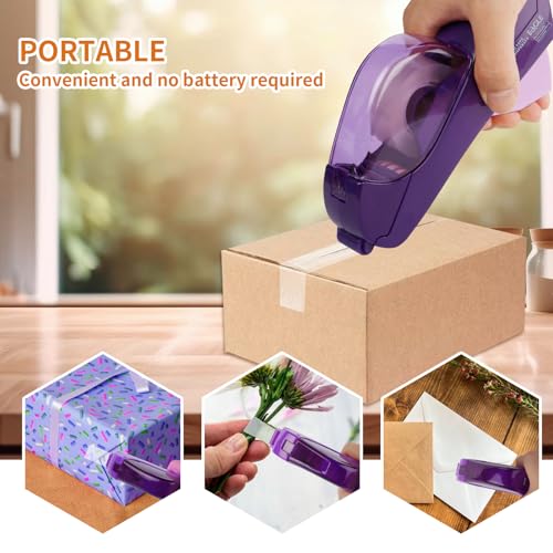 Eagle Automatic Tape Dispenser - Purple, One-Handed, Includes 0.5in and 0.75in Tape Rolls