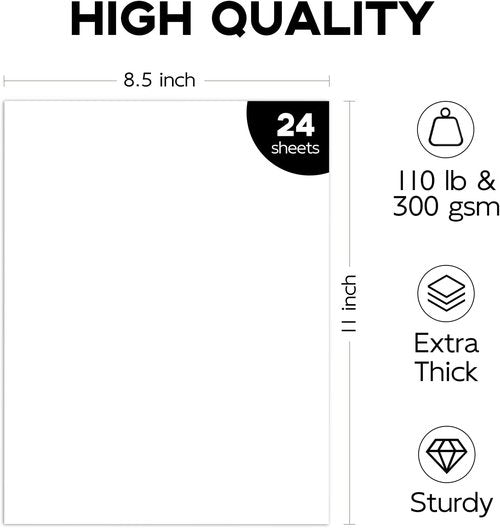 Goefun Heavyweight 110lb White Cardstock - 24 Pack, 8.5x11 for Card Making & Office Printing
