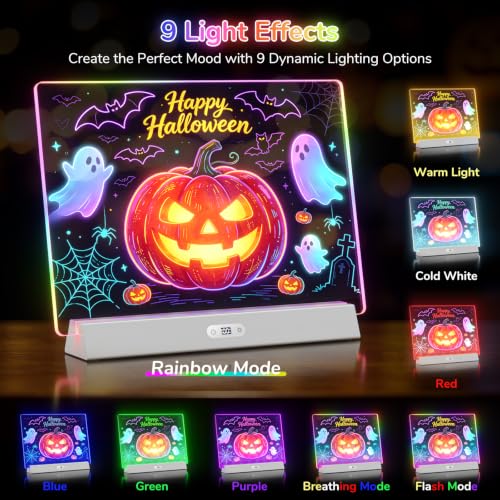 White Bailkind 17-Inch Rechargeable LED Note Board with 6 Colors & 9 Modes