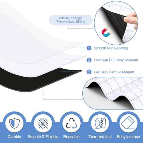 3 Pack Dry Erase Magnetic Calendar for Refrigerator - Monthly & Weekly & Daily Planner Magnet Whiteboard for Fridge Wall - Shopping, Meal/Menu, to Do List, Family Schedule Planning Board (9CO-3RIZH)