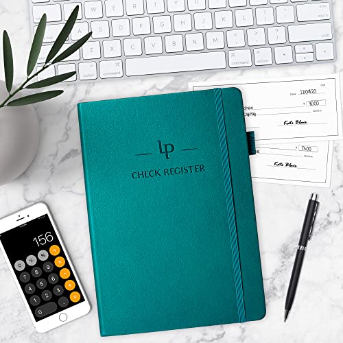 Legend Check Register Book – Dark Teal, 7x10”, 193 Pages, Eco-Leather